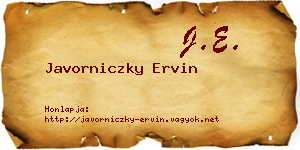 Javorniczky Ervin névjegykártya